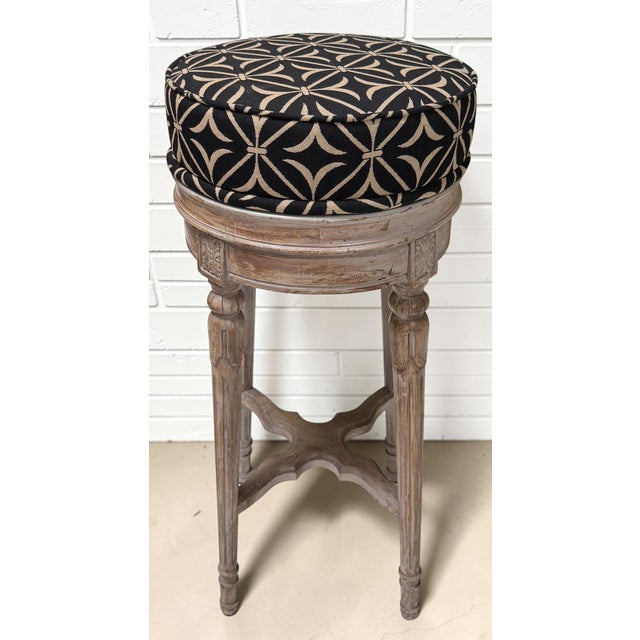 French Maison Jansen Louis XVI Style Swivel Barstool For Sale - Image 3 of 5
