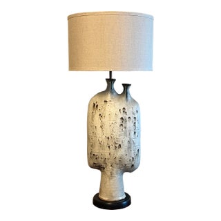 Vintage Monumental 1960s Handmade Mid Century Modern Studio Stoneware Lamp For Sale