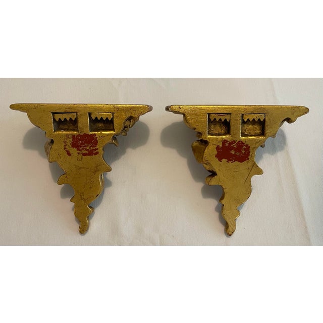 Petite Italian Rococo Gilt Wall Brackets, a Pair. Petite Gilt Wall Brackets, Baroque. Believed to be ceramic. Excellent...