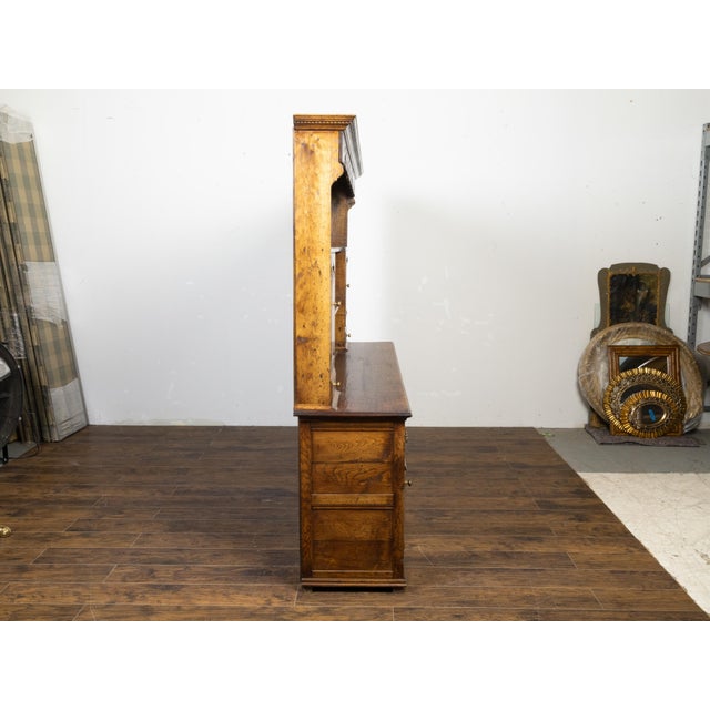 Brown English Midcentury Oak Dresser with Carved Accents, Six Doors and Six Drawers For Sale - Image 8 of 12