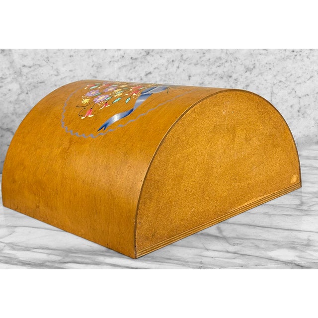 Vintage Farmhouse Country Bentwood Halfmoon Floral Waste Basket For Sale - Image 9 of 10