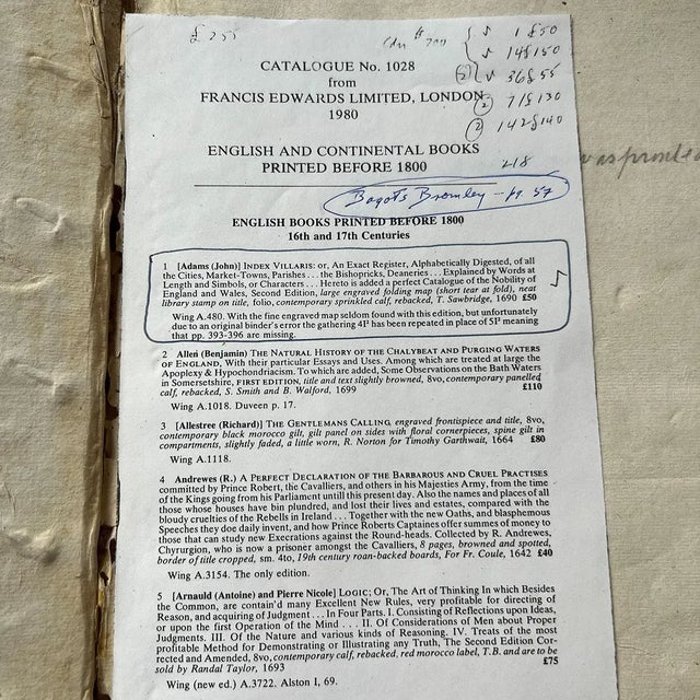 17th Century Leather Bound Book: Index Villaris by John Adams, 2nd Edition For Sale - Image 11 of 12