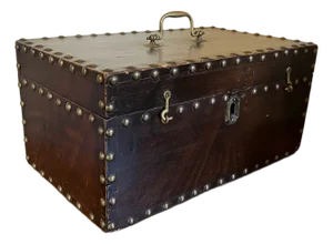 Antique 19th Century American Federal Paint Decorated Wood Document Box With Faux Bois Grain Surface, Nail Head Trim & Brass Bail Handle