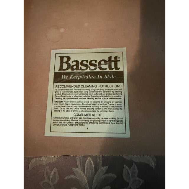Bassett Bassett French Provincial Style Bergère Armchair W Formal Brocade or Damask Upholstery W Coordinating Decorative Envelope Pillow. For Sale - Image 4 of 10