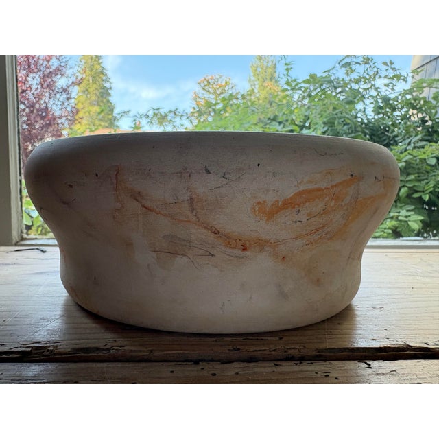 Cream Vintage Nemadji Pottery Marbled Art Pottery Bowl in Earth Tones For Sale - Image 8 of 12