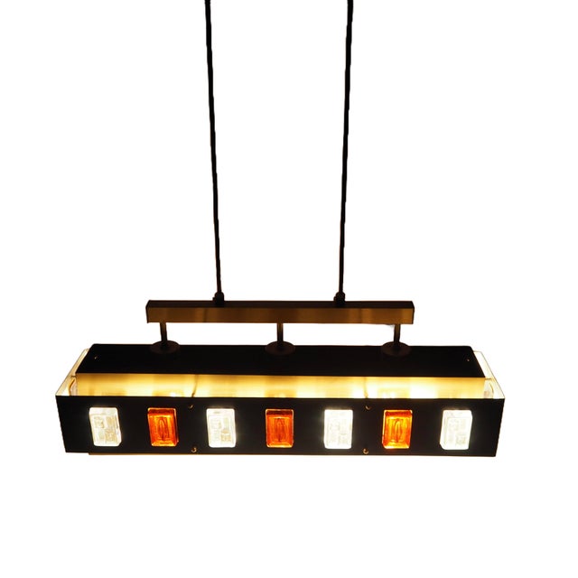 Mid-Century Modern Mid-Century Modern Scandinavian Pendant Lamp in Brass with Lacquered Steel and Glass, 1960s For Sale - Image 3 of 14
