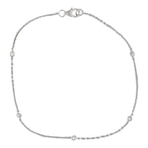 New 0.16ctw Diamond By The Yard Station Bracelet 14k White Gold Adjustable Chain