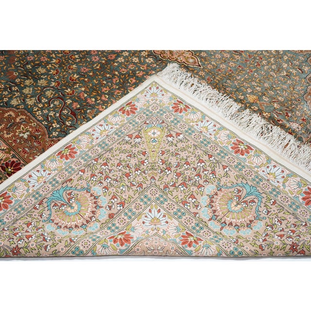 Textile Early 20th Century Turkish Silk Hand Knotted Hereke Rug 8'5'' X 13'9'' For Sale - Image 7 of 8