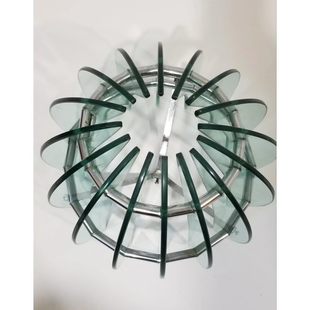 1970s 1970s Mid Century Italian Glass and Chrome Chandelier in the Style of Fontana Arte For Sale - Image 5 of 12