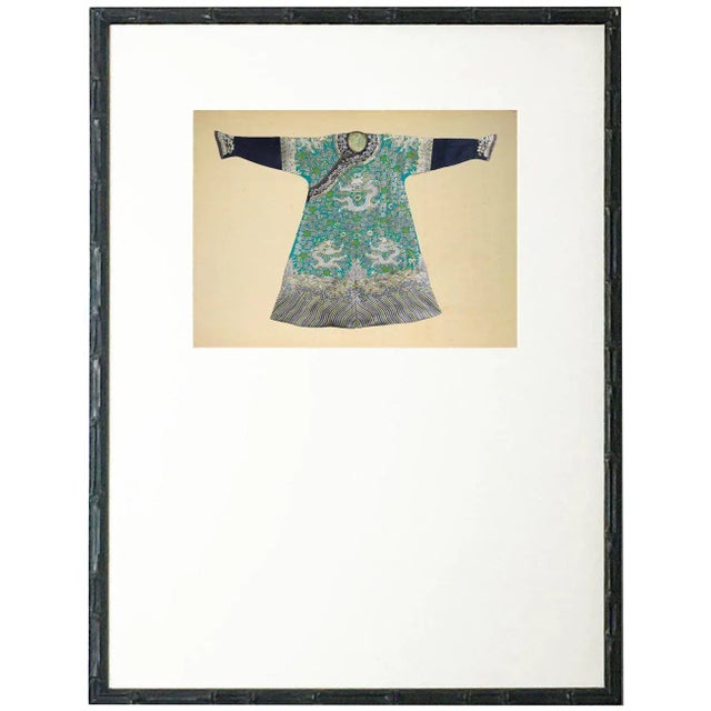 Asian Turquoise & Green Robe in Bamboo Frame 13x17 For Sale - Image 3 of 3