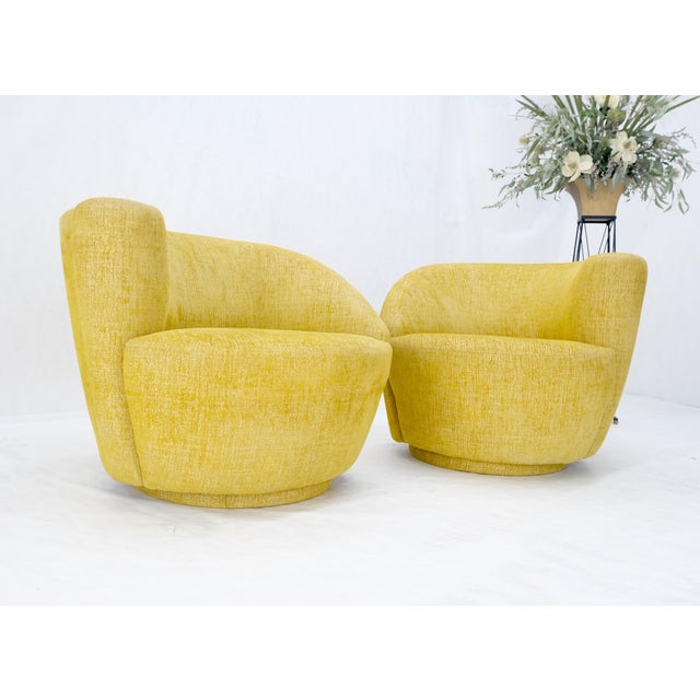 Pair of Vladimir Kagan for Directional Nautilus Chairs Yellow Gold MINT! For Sale - Image 15 of 15