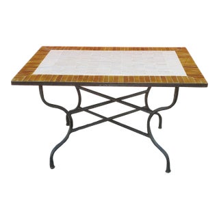 48" Rectangular Moroccan Mosaic Table, Honey Mustard and White For Sale
