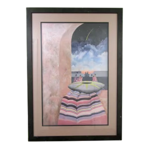 1990s David Caris La Ventana Hand Signed and Numbered Lithograph Print 239/750 Coa, Framed