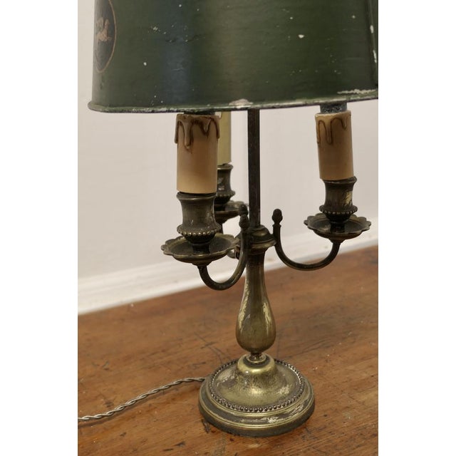 Very Old Silver Plated French Triple Bouillotte Desk Lamp A lovely piece, an old silver plated triple sconce lamp and it...