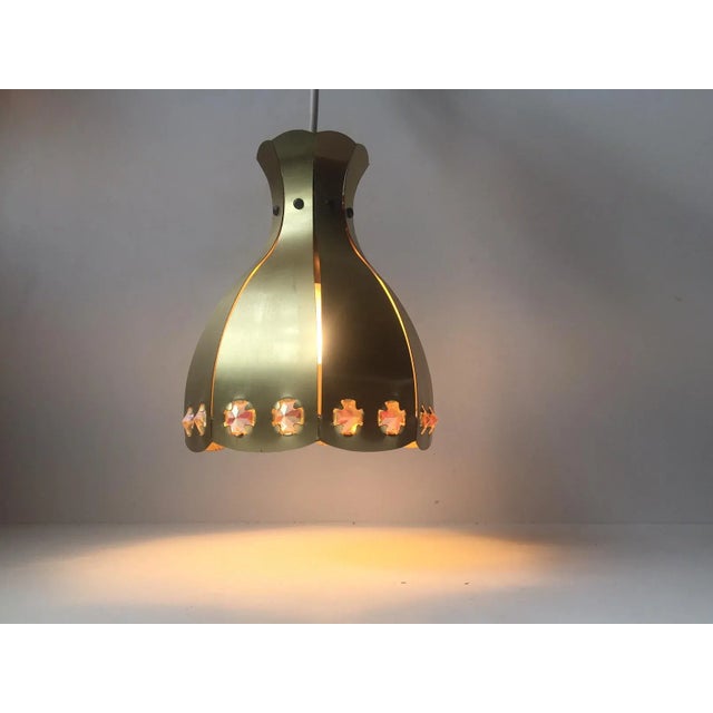 1970s Vintage Danish Brass Pendant Lamp from Coronell Elektro, 1970s For Sale - Image 5 of 8