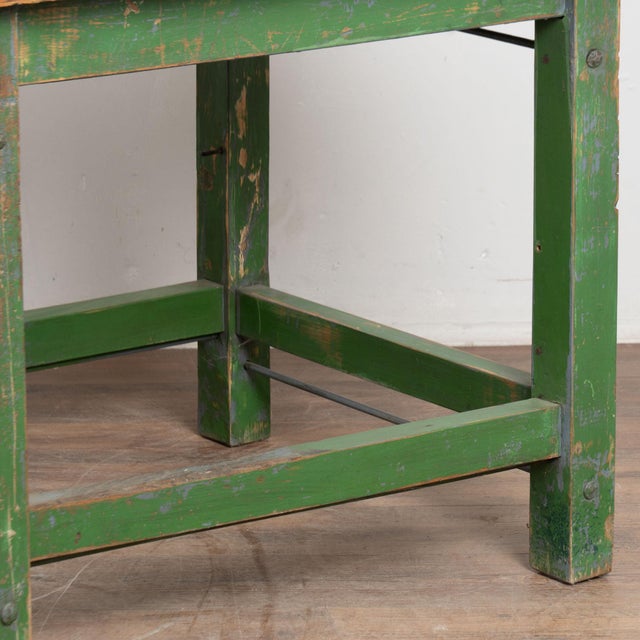 19th Century Hungarian Original Green Painted Pine Work Table For Sale - Image 12 of 14