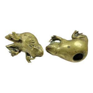 Pair Antique Chinese Bronze Toads or Frogs