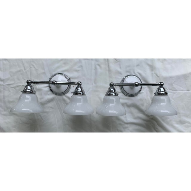 Chrome 1990s Dual Light Chrome Sconces - Set of 2 For Sale - Image 8 of 8