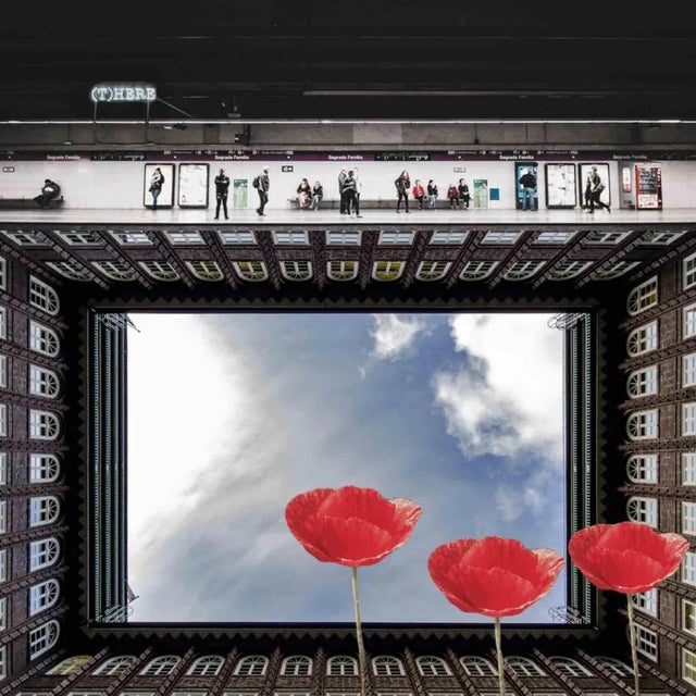 T(HERE) - is a beautiful print on canvas of a digital collage realized in 2017 by the Italian artist Chiara Santoro....