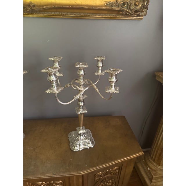 Mid 20th Century , 4 -Arm Candelabra Silverplate Sheffield Made in England For Sale In Birmingham - Image 6 of 18