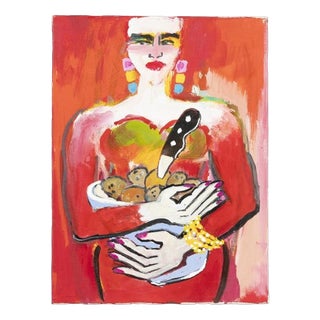 Elvira Bach, Ganz in Rot, Mixed Media on Paper For Sale