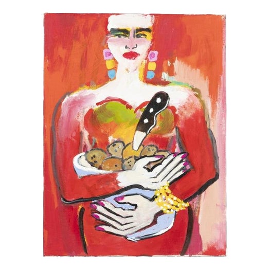 Elvira Bach, Ganz in Rot, Mixed Media on Paper For Sale