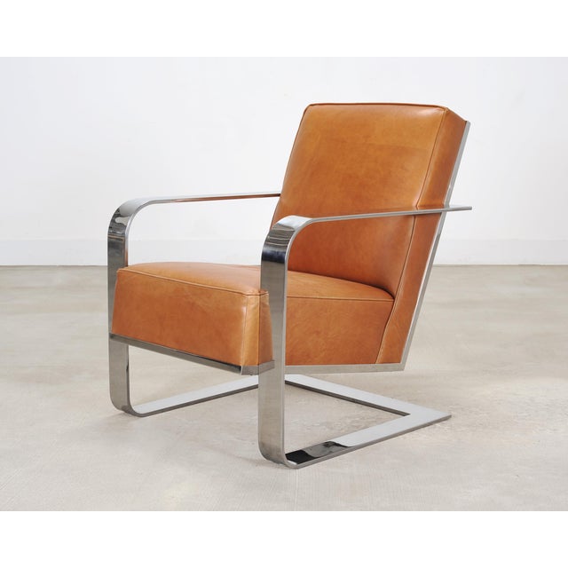 Abstract Ralph Lauren Modern Penthouse Chrome and Leather Lounge Chair For Sale - Image 3 of 18