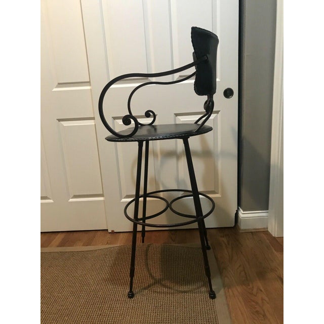 Arhaus Black Wrought Iron Bar Stools Set of 4 Chairish
