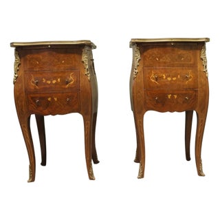 French Ormolu and Walnut Side Cabinets, 1900s, Set of 2 For Sale
