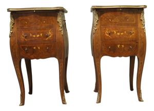 French Ormolu and Walnut Side Cabinets, 1900s, Set of 2
