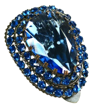 Vintage Art Deco Czech Sapphire Crystal Brooch Clip 1930s