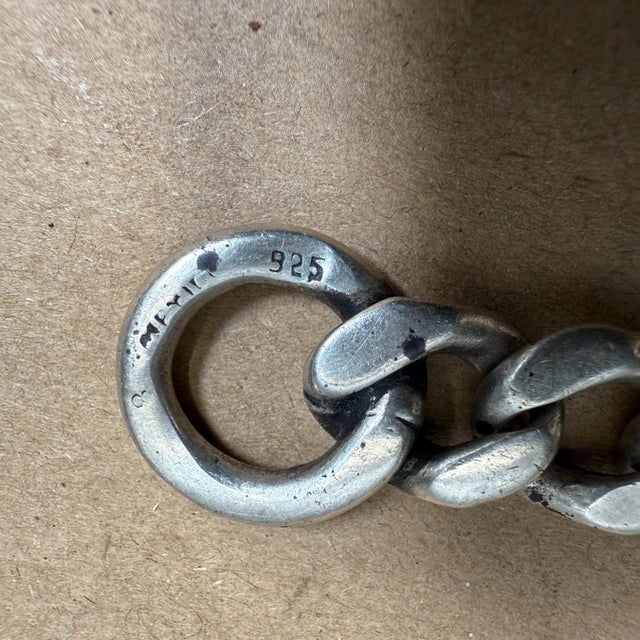 Metal 1970s Chunky Cuban Link Sterling Silver Bracelet Taxco For Sale - Image 7 of 7