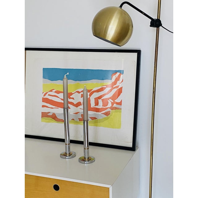 1970s Graduated Chrome and Brass Candleholders by Go Products Denmark, 1970s, Set of 2 For Sale - Image 5 of 8