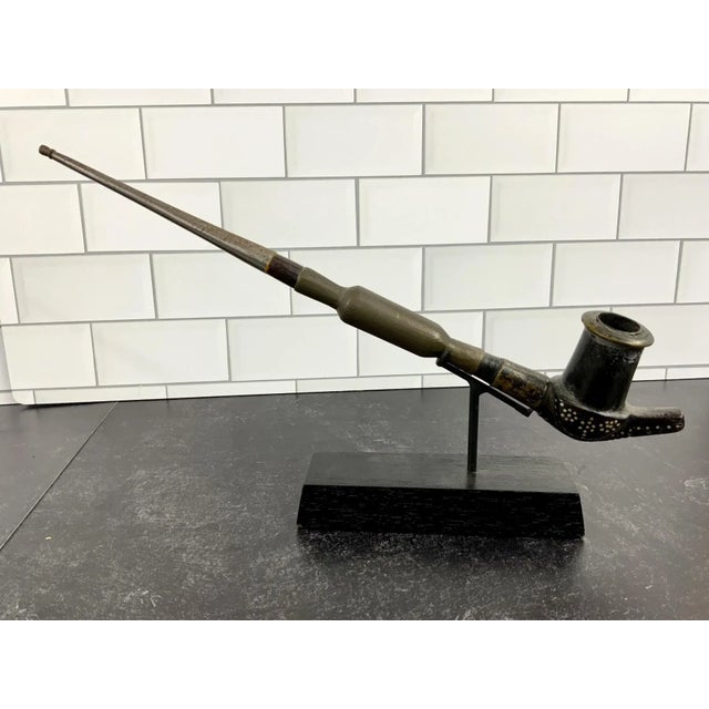 Early 20th Century Early 20th Century Ceremonial Smoking Pipe of the Dinka Tribe Professionally Mounted For Sale - Image 5 of 9
