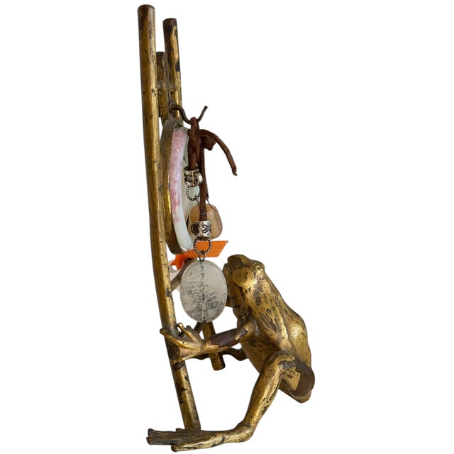 Unusual Antique Vienna Bronze Frog Easel Sculpture For Sale - Image 4 of 5