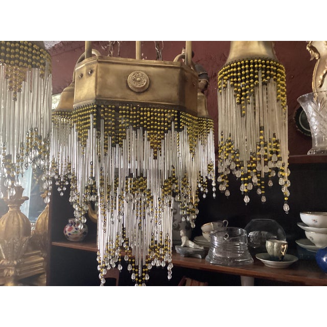 Vintage Glass Beads Chandelier, 1920s For Sale - Image 10 of 14