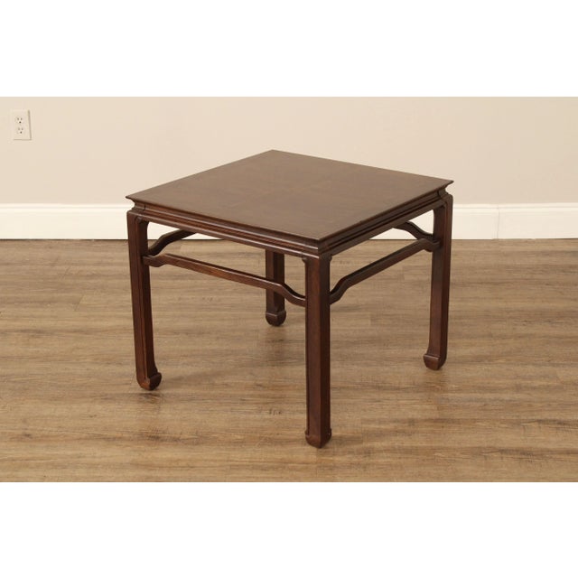 High Quality Vintage Carved Oak Side or End Table with Shaped Stretcher By Davis (Not Labeled)