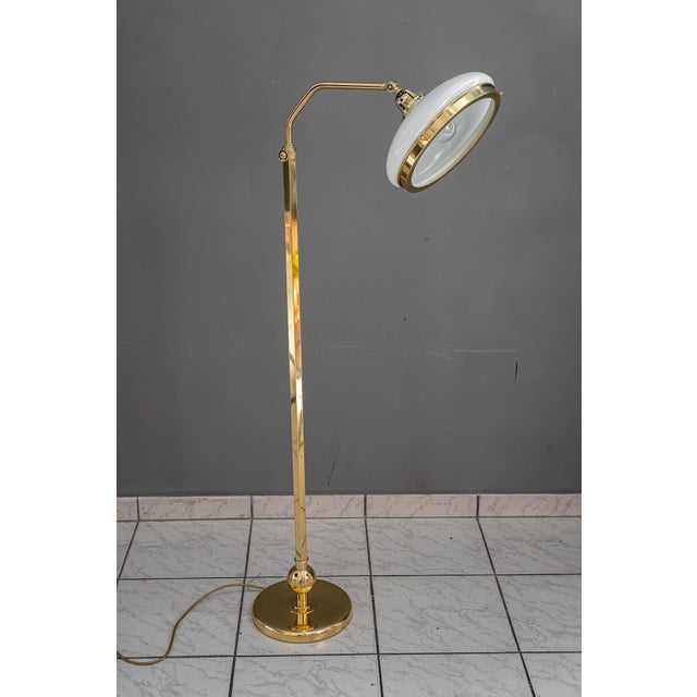 Height-Adjustable Swivel Floor Lamp with Opal Glass Shade, Vienna, Austria, 1920s For Sale - Image 16 of 18