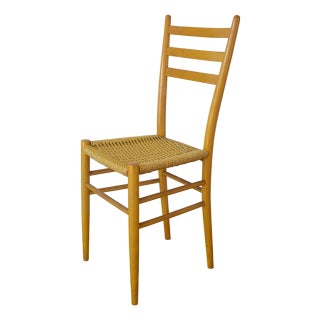Mid Century Gio Ponti Style Yellow Ladder Back Chair For Sale