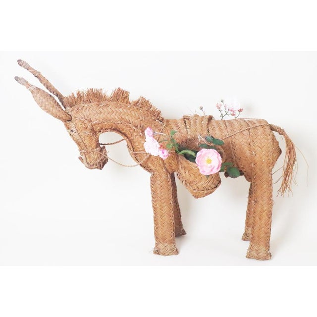 Spanish Hand-Woven Wicker Donkey, 1950s For Sale - Image 4 of 15