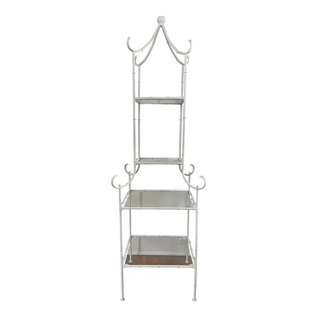 Mid Century Faux Bamboo Pagoda Etagere For Sale