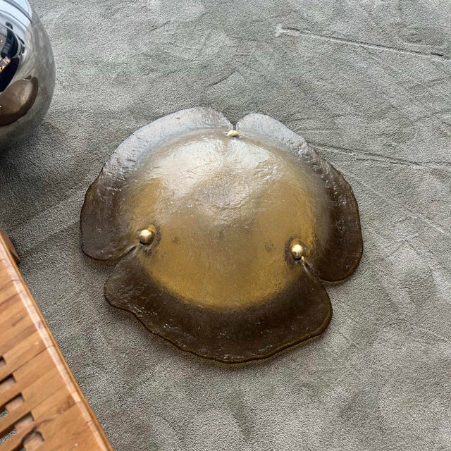 Organic Form Amber Glass Ceiling Light, 1970s For Sale - Image 6 of 8