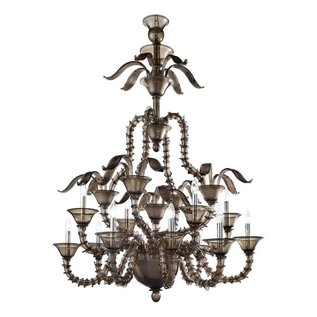 Glass Handcrafted Modern Fumé Murano Glass Chandelier by Simoeng For Sale - Image 7 of 8