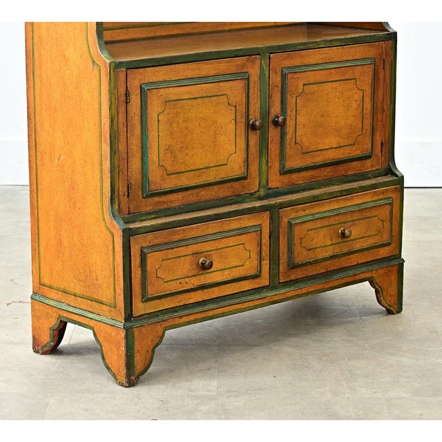 English Early 20th Century Painted Pine Waterfall Bookcase For Sale - Image 4 of 15