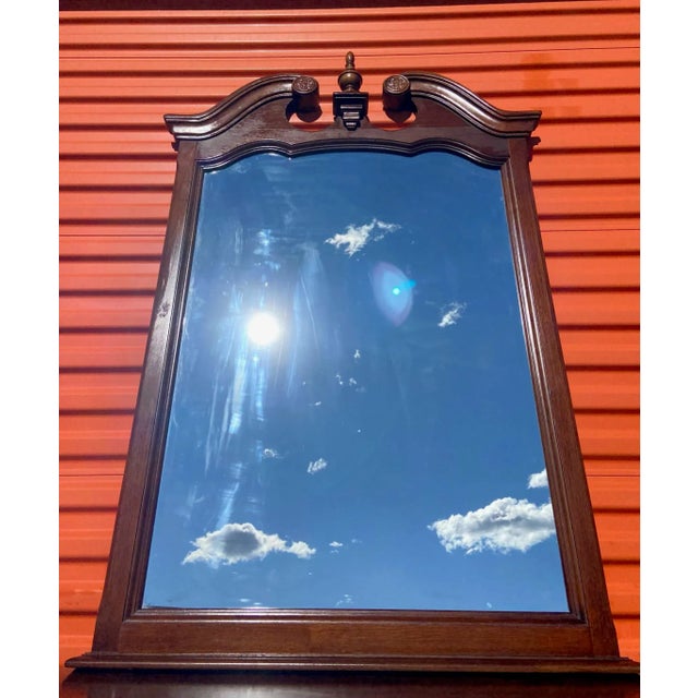 Late 20th Century Vintage Universal Furniture Cherry Wood Traditional-Style Wall Mirror For Sale - Image 5 of 5