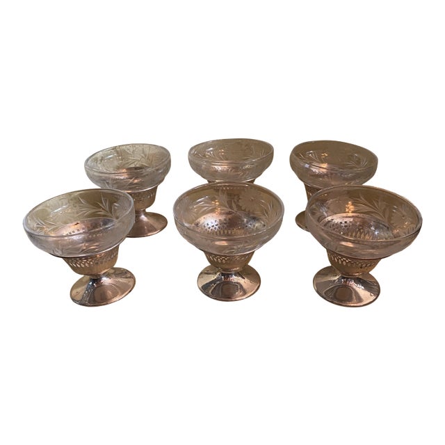 Vintage Sterling Silver Footed Desert Cups- Set of 6 For Sale