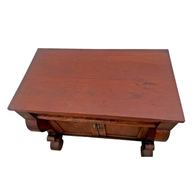 Late 19th Century Antique Empire Style Cabinet Flame Mahogany Sideboard, Small Credenza, Buffet For Sale - Image 5 of 13