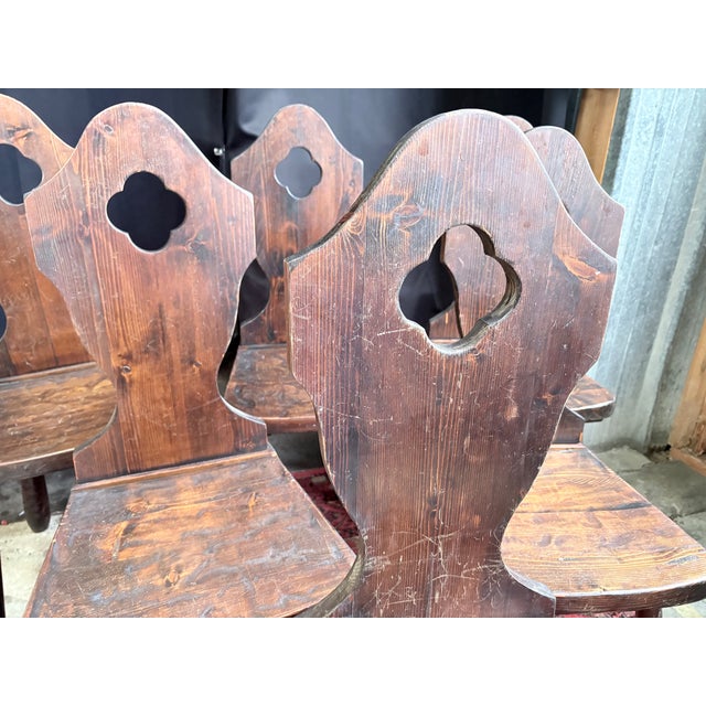 Wood Vintage French Brutalist Mountain Chairs, 1950s, Set of 6 For Sale - Image 7 of 10