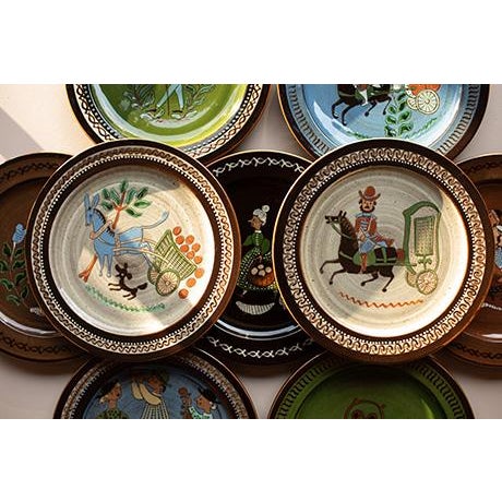 Folk Art Mid-Century Swiss Folk Art Studio Pottery Wall Plates by Mw Thun - Set of 9 For Sale - Image 3 of 16