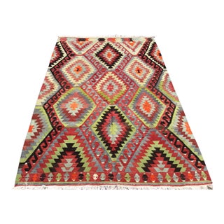 Vintage Turkish Kilim Rug - 106" X 68.5" For Sale